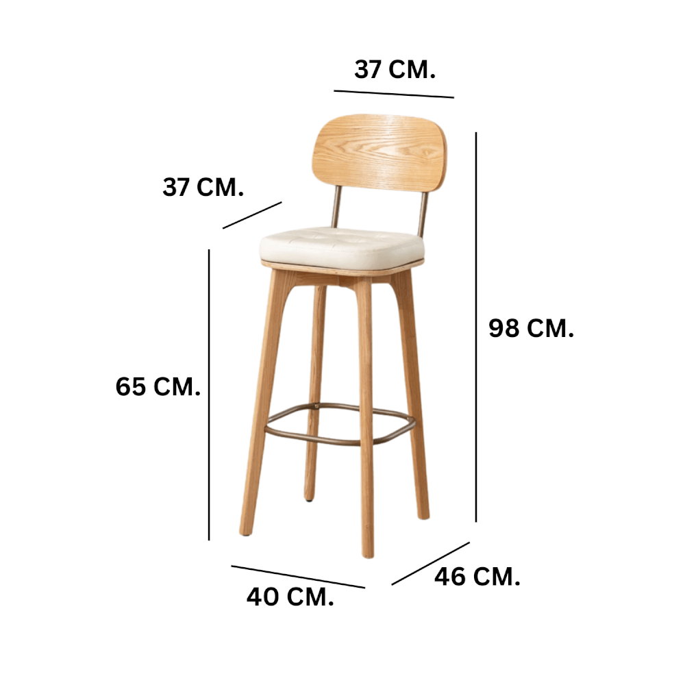 เก้าอี้บาร์ MY DOLLS HOUSE COCO 65 ซม. สีไม้อ่อน เบาะสีขาว_1